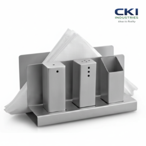 Stainless steel napkin holder combo with toothpick holder and salt pepper set for hotels and restaurants