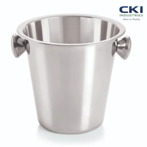 Stainless steel champagne and wine ice bucket chiller with dual side handles for hotel and bar use