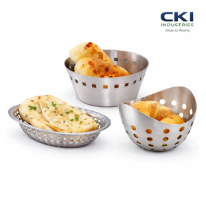 Stainless steel bread basket for serving roti chapati and naan in hotels and restaurants